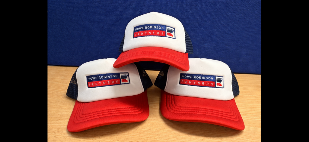Branded caps that style branding merchandise provided for Howe Robinson Partners