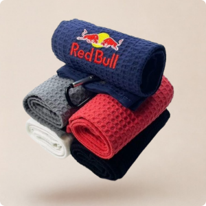 Branded embroidered golf towels corporate golf day gifts for UK businesses from Style Brands
