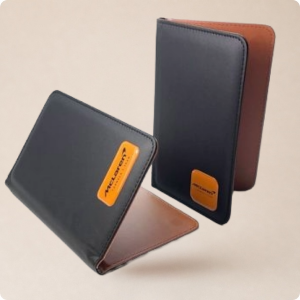 Branded leather scorecard holder premium corporate golf day gifts from Style Brands UK