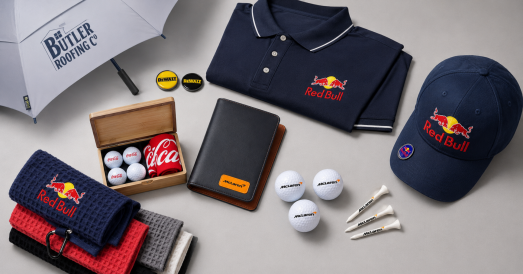 Branded golf products banner for corporate golf day gifts for UK businesses from Style Brands